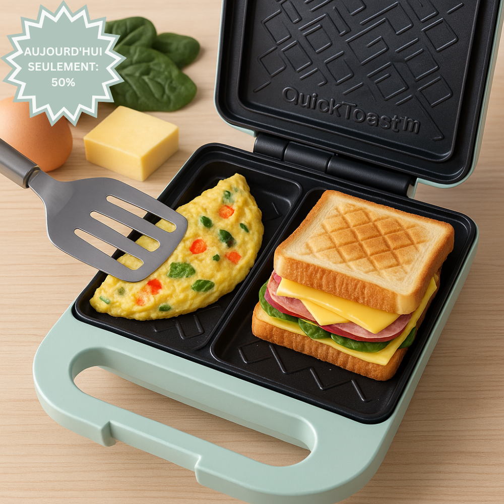 QuickToast™ | Appareil à Sandwichs et Machine Multifonction pour le Petit-Déjeuner